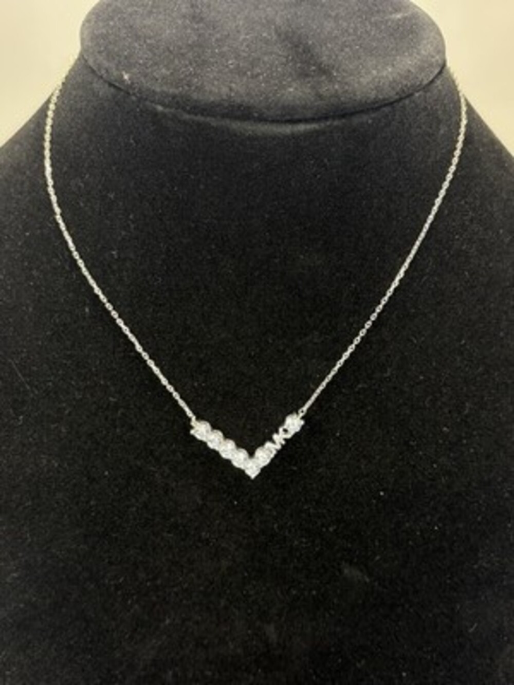 Michael Kors Silver Brass MK Logo Necklace 7 Single Crystals